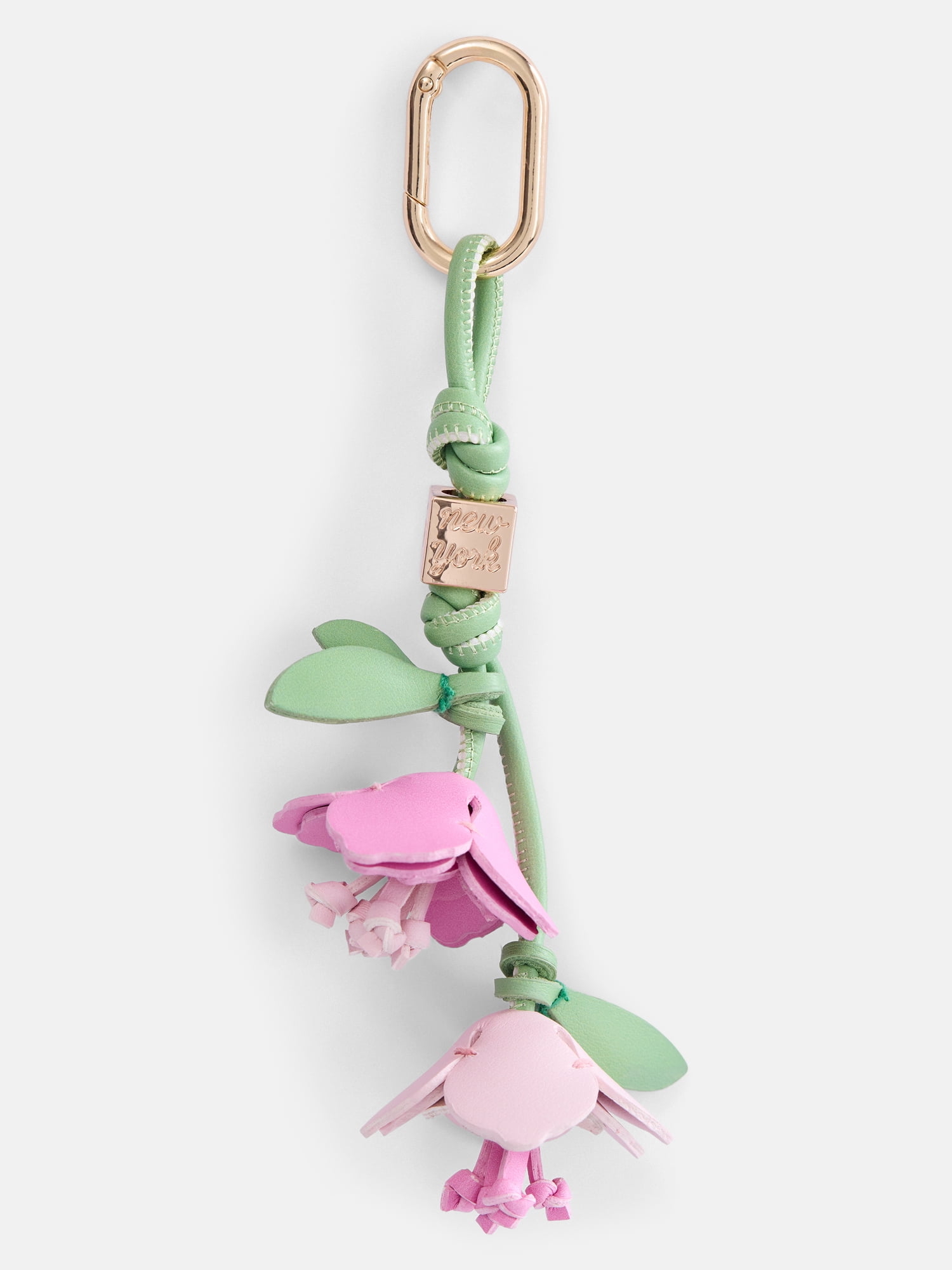 Free Assembly Women's 3D Faux Leather Floral Handbag Charm, Pink