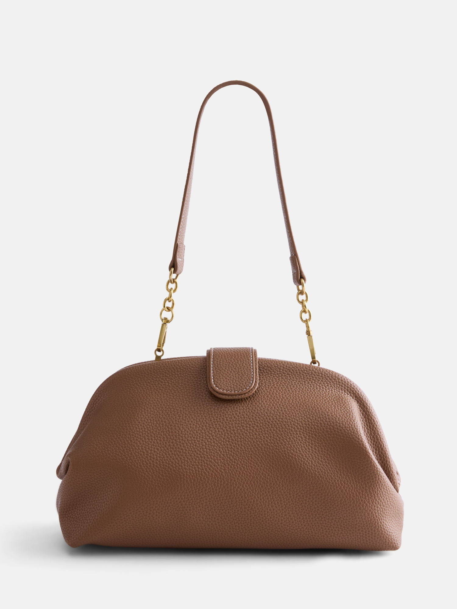 Free Assembly Women's Faux Leather Clutch Handbag, Brown