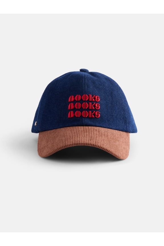 Women's Books Baseball Cap, Navy Denim