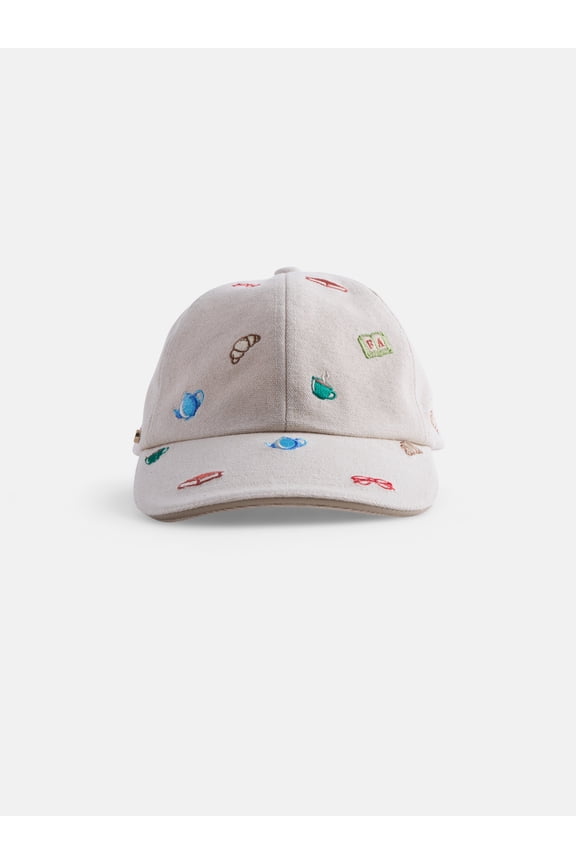Women's Embroidered Baseball Cap, Cream