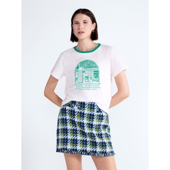 Free Assembly Women's and Women's Plus Cotton Cropped Boxy Tee with Short Sleeves, Sizes XS-4X