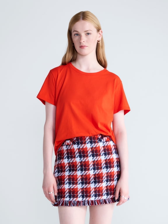 Women's and Women's Plus Cotton Cropped Boxy Tee with Short Sleeves, Sizes XS-4X
