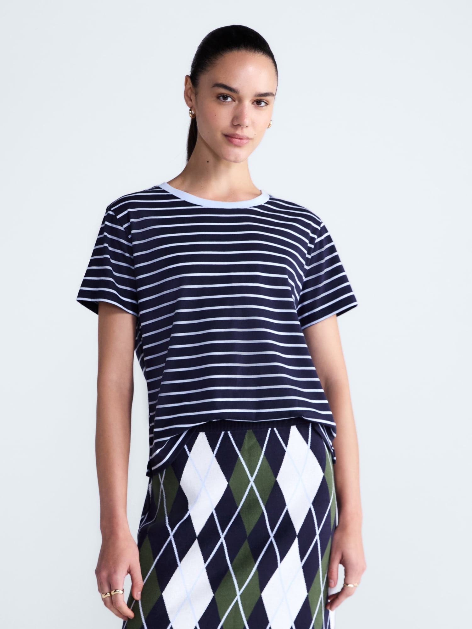 Free Assembly Women's and Women's Plus Cotton Cropped Boxy Tee with Short Sleeves, Sizes XS-4X