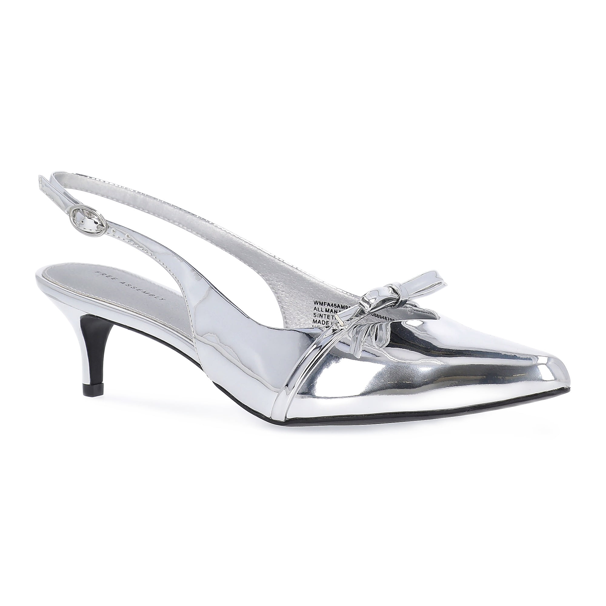 Free Assembly Women's Slingback Kitten Heel Shoes with Bow