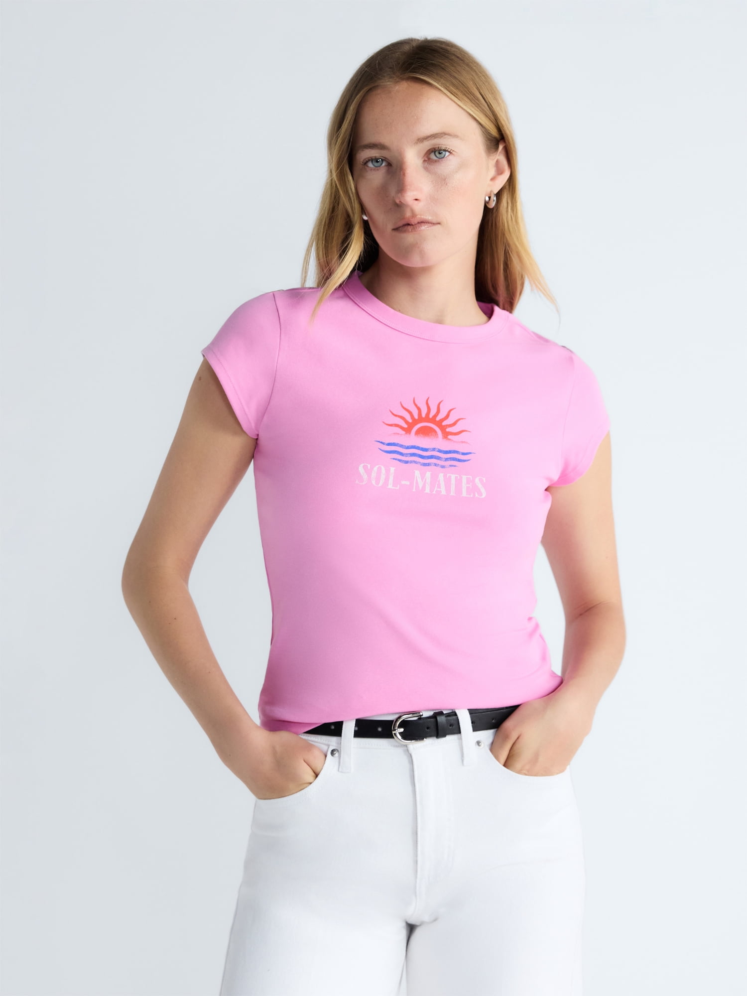 Free Assembly Women's and Women's Plus Cap Sleeve Tee, Sizes XS-4X