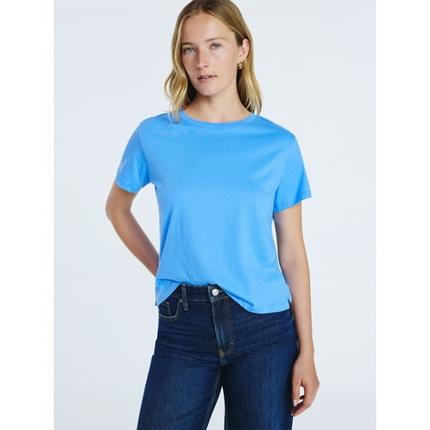 Women's and Women's Plus Cotton Cropped Boxy Tee with Short Sleeves, Sizes XS-4X