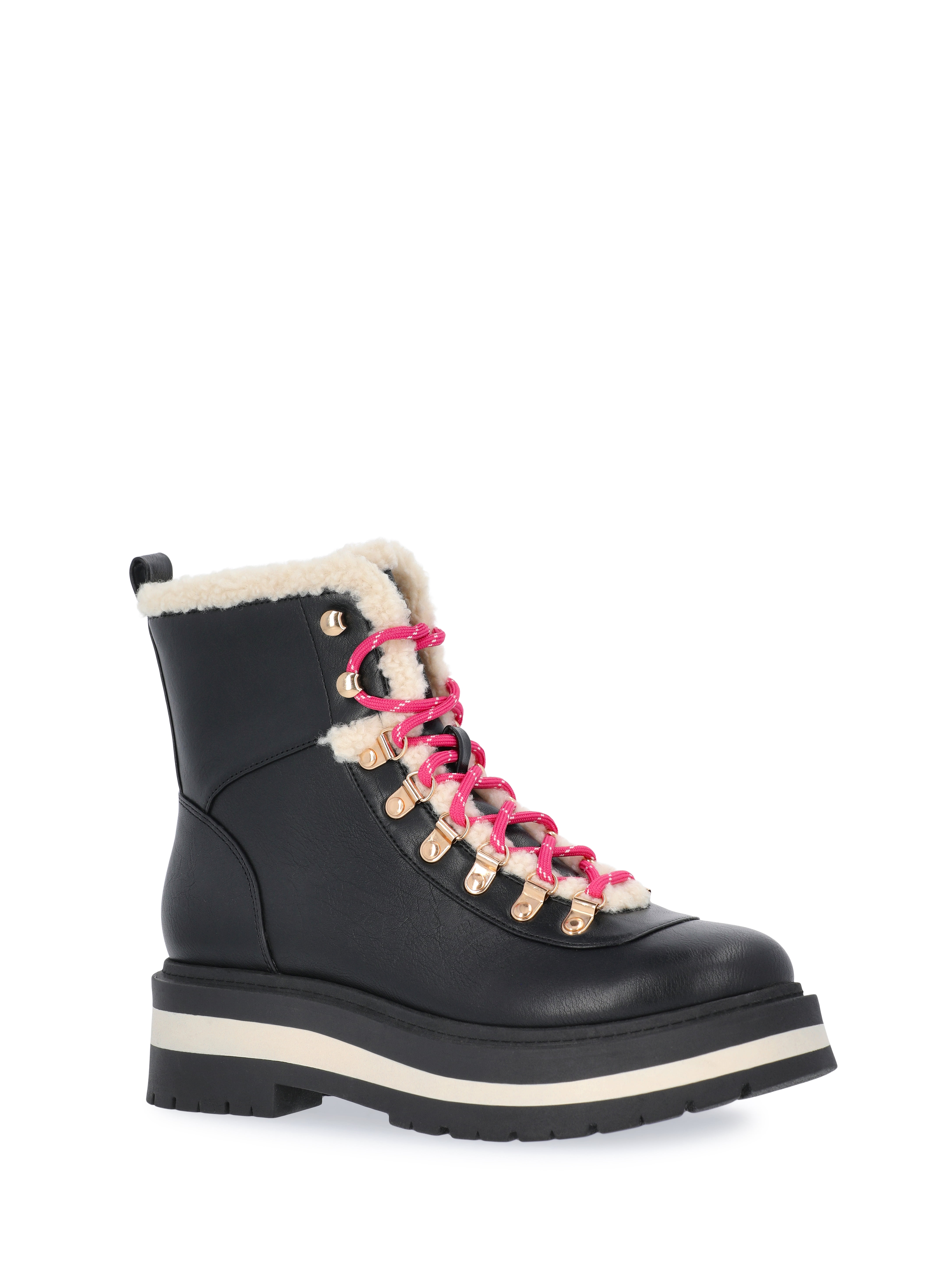 Free Assembly Women's Lace-Up Faux Shearling Booties