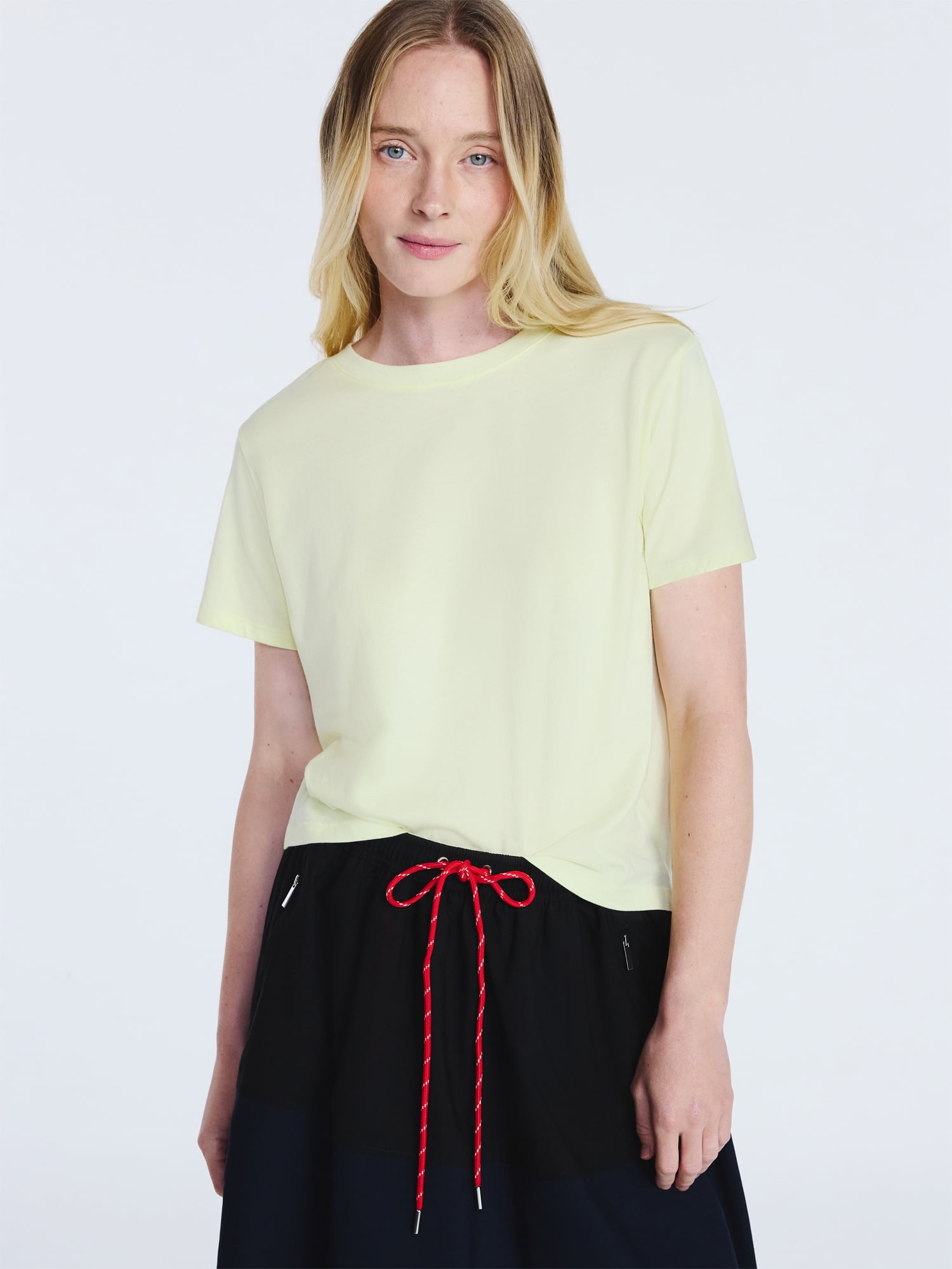 Free Assembly Women's and Women's Plus Cotton Cropped Boxy Tee with Short Sleeves, Sizes XS-4X