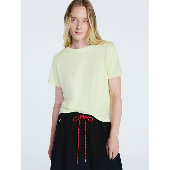 Free Assembly Women's and Women's Plus Cotton Cropped Boxy Tee with Short Sleeves, Sizes XS-4X