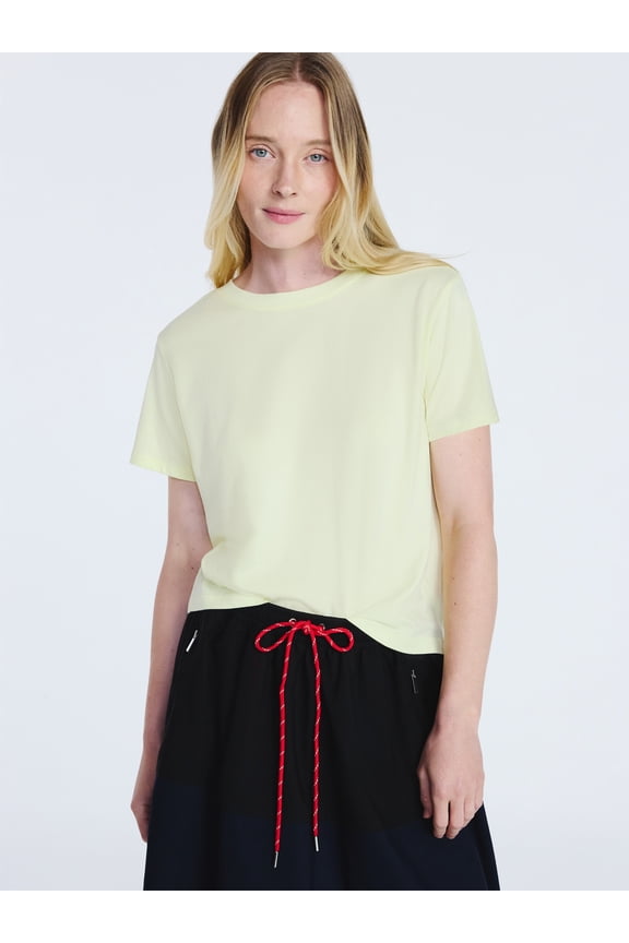 Women's and Women's Plus Cotton Cropped Boxy Tee with Short Sleeves, Sizes XS-4X