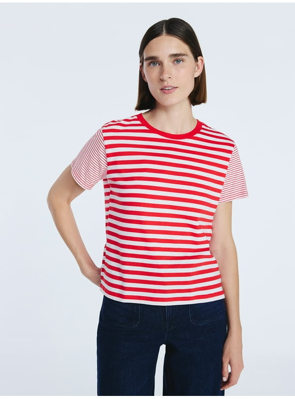Women's and Women's Plus Cotton Cropped Boxy Tee with Short Sleeves, Sizes XS-4X