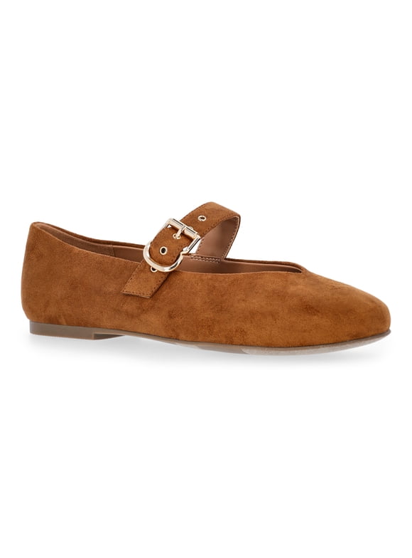 Women's Faux Suede Mary Jane Ballet Flats