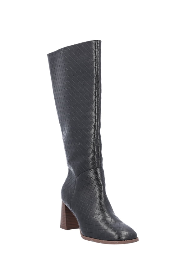 Women's Faux Leather Basketweave Texture Tall Boots, Sizes 6-11