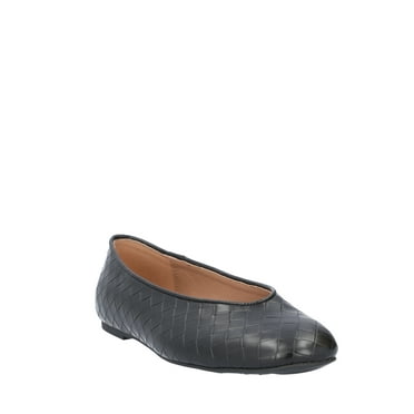Free Assembly Women's Faux Leather Basketweave Textured Flats, Sizes 6-11