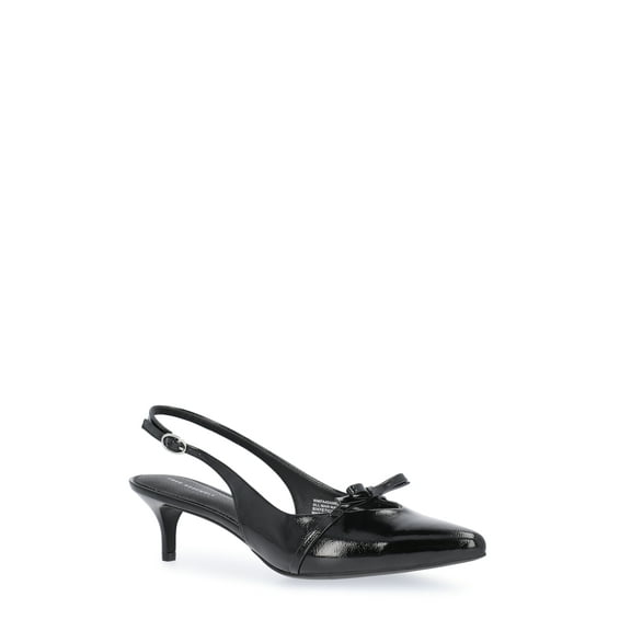 Free Assembly Women's Slingback Kitten Heel Shoes with Bow