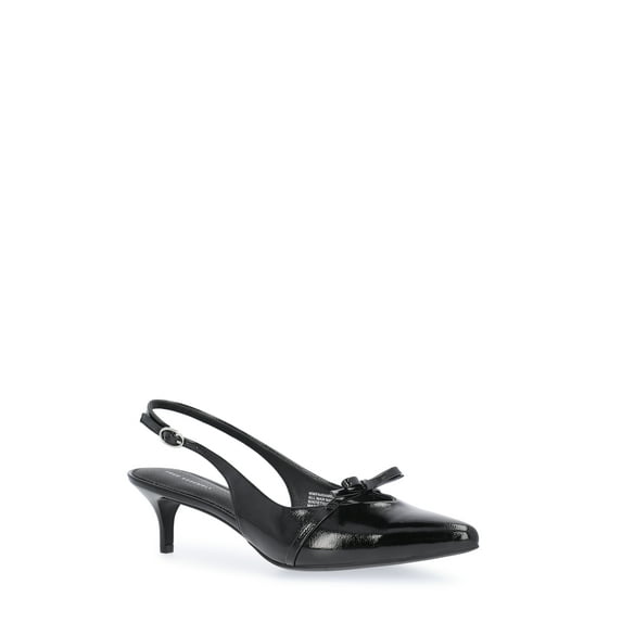 Free Assembly Women's Slingback Kitten Heel Shoes with Bow