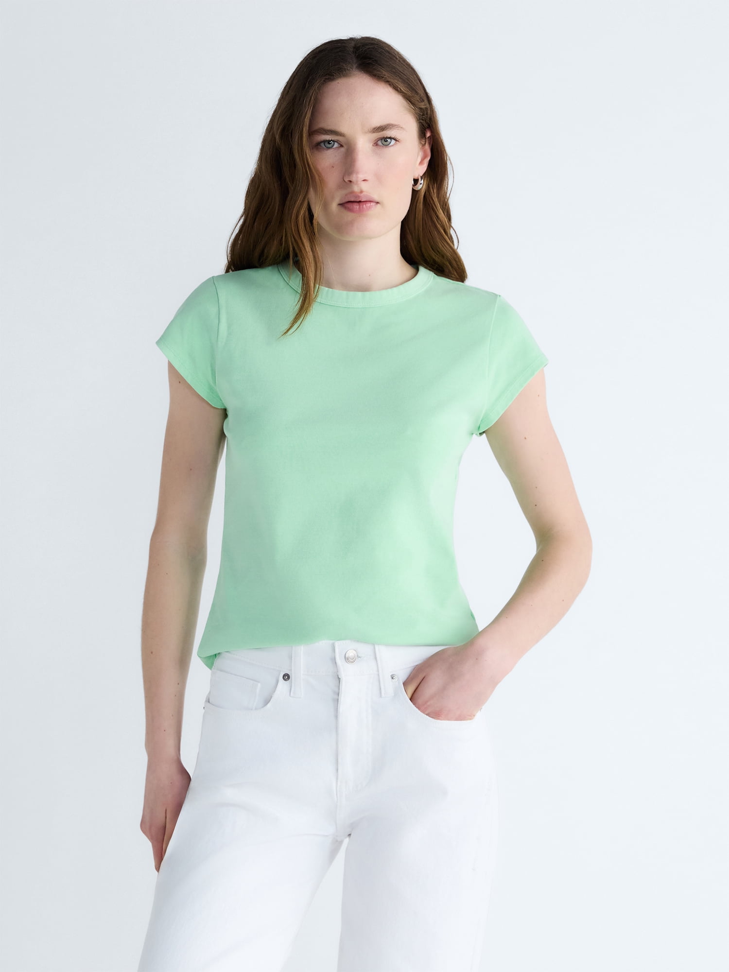 Free Assembly Women's and Women's Plus Cap Sleeve Tee, Sizes XS-4X