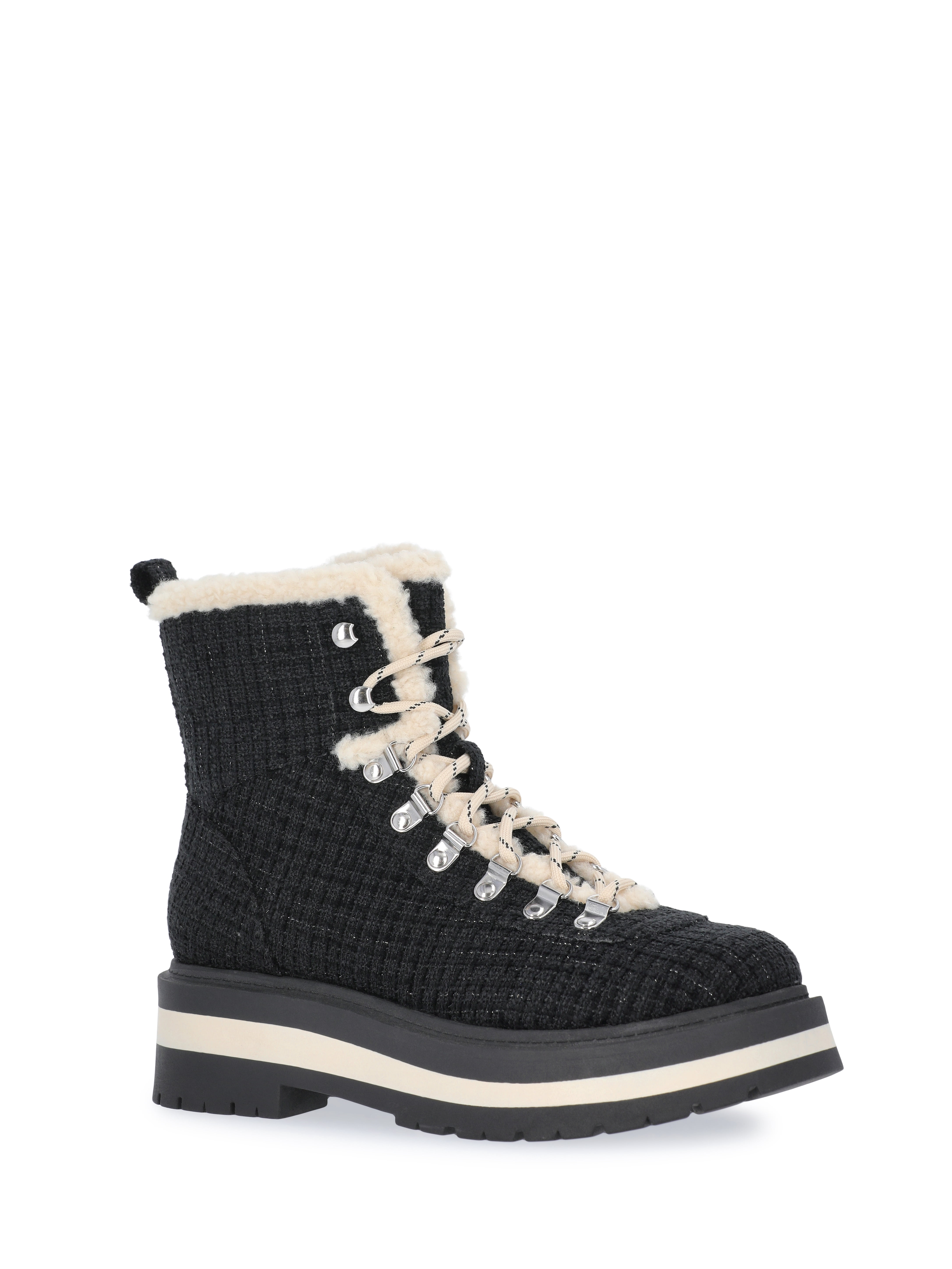 Free Assembly Women's Lace-Up Faux Shearling Plaid Booties