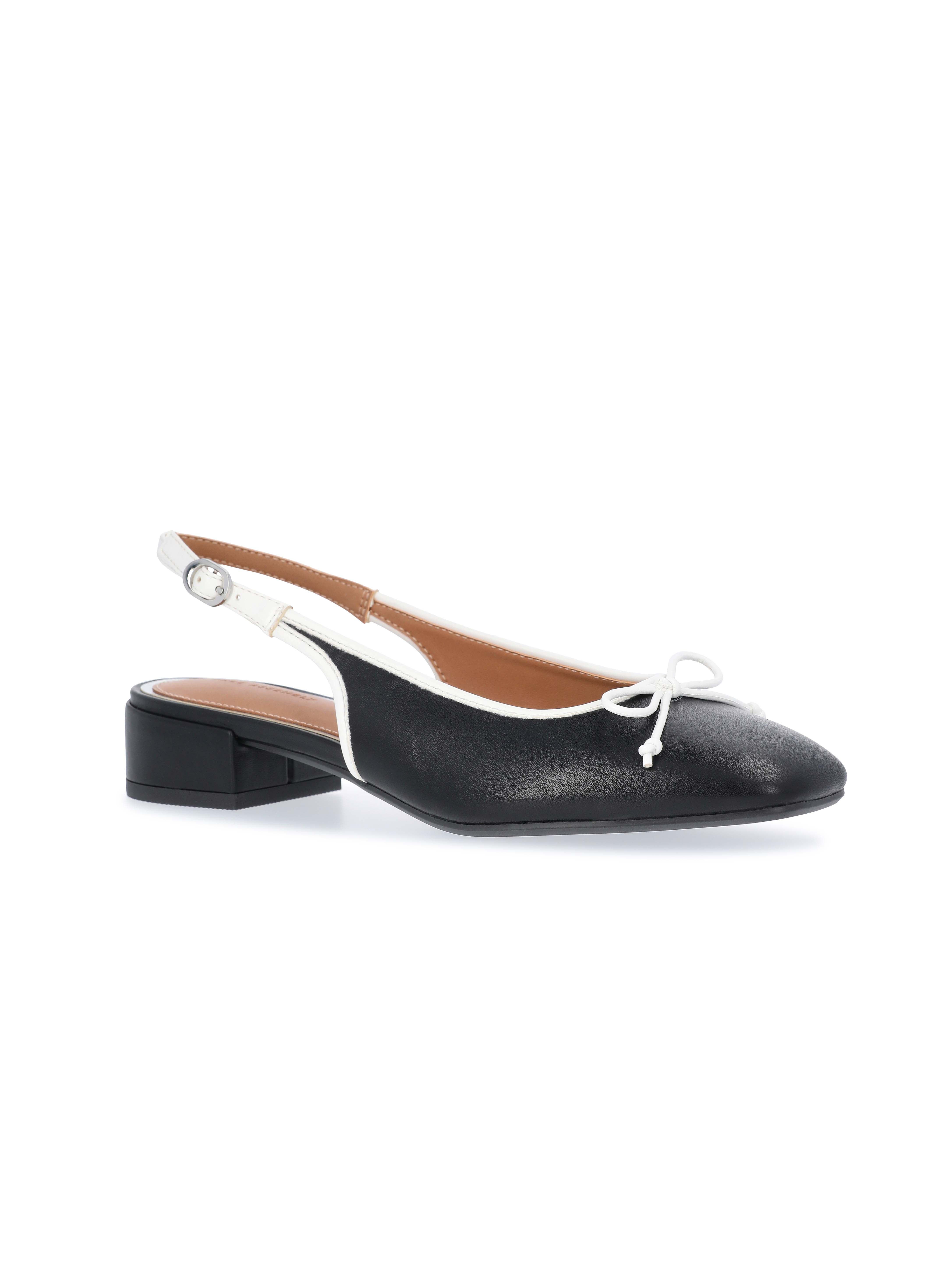 Free Assembly Women's Slingback Block Heel Shoes with Front Bow