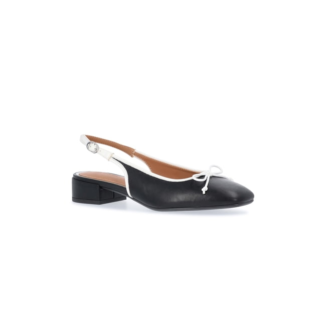 Free Assembly Women's Slingback Block Heel Shoes with Front Bow