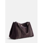 Women’s Plaid Medium Tote Handbag, Dark Brown