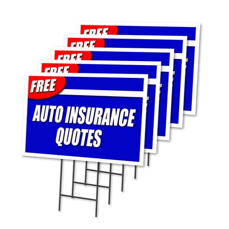 FREE AUTO INSURANCE QUOTES 5 Pack Of 18" x 24" Yard Sign & Stake outdoor plastic | Advertise Your Business | Stake Included Image On Front Only | Made in The USA