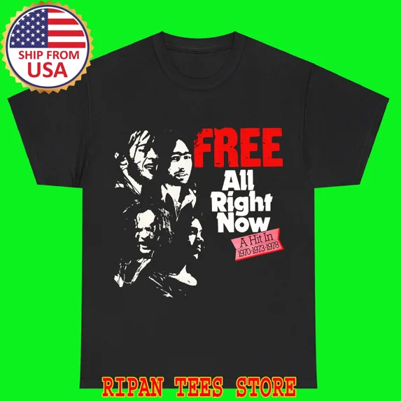 FREE All Right Now Black T-Shirt Size S - 5XL