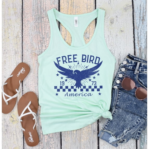 FREE BIRD AMERICA Graphic Racerback Tank Top