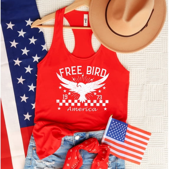 FREE BIRD AMERICA Graphic Racerback Tank Top