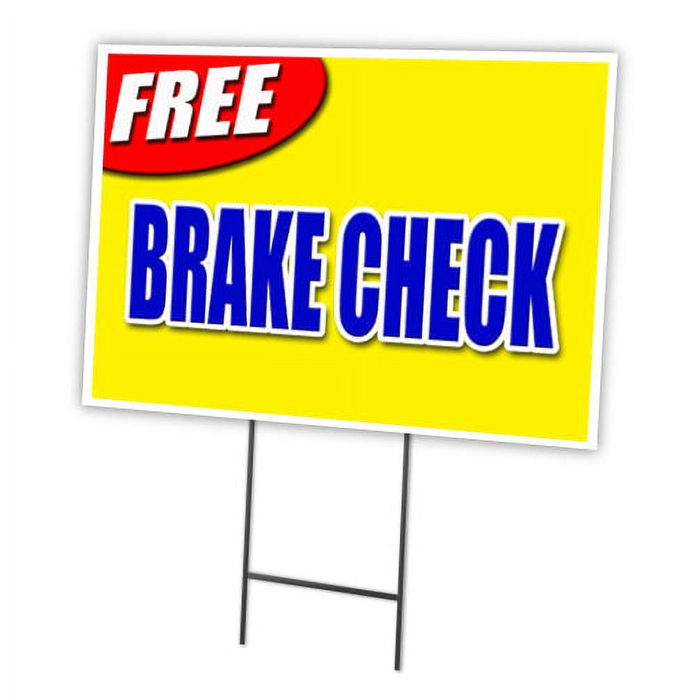 FREE BRAKE CHECK 18"x24" Yard Sign & Stake Advertise Your Business Stake Included Image On
