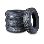 FREE COUNTRY Heavy Duty Trailer Tire ST205/75R15 10PR Load Range E Steel Belted Radial w/Scuff Guard, Set 4