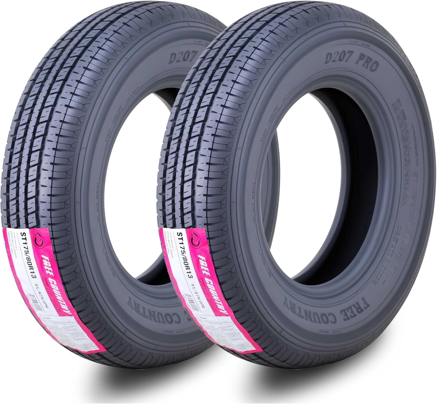 FREE COUNTRY Premium Trailer Tires ST 175/80R13 6 ply Load Range C w/Scuff Guard, Set 2 Simolary simolary.com
