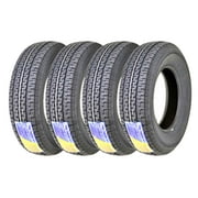 FREE COUNTRY Premium Trailer Tires ST 205/75R14 8PR Load Range D Steel Belted Radial w/Scuff Guard, Set of 4
