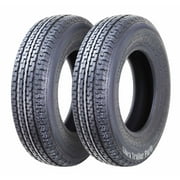 FREE COUNTRY Premium Trailer Tires ST175/80R13 Radial 6 Ply LR C w/Featured Scuff Guard, Set 2