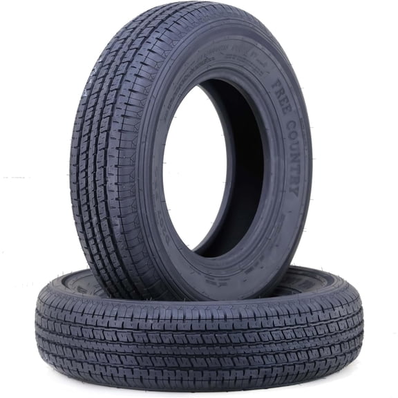 FREE COUNTRY Premium Trailer Tires ST175/80R13 Radial 6 Ply LR C w/Featured Scuff Guard, Set 2