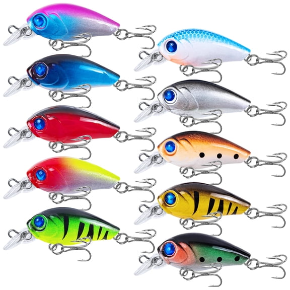 FREE FISHER 10pcs Mini Crankbait Fishing Lures Kits Swimbait Wobbler Hard Baits for Bass Trout Pike Freshwater Saltwater 1.9inch 0.1oz