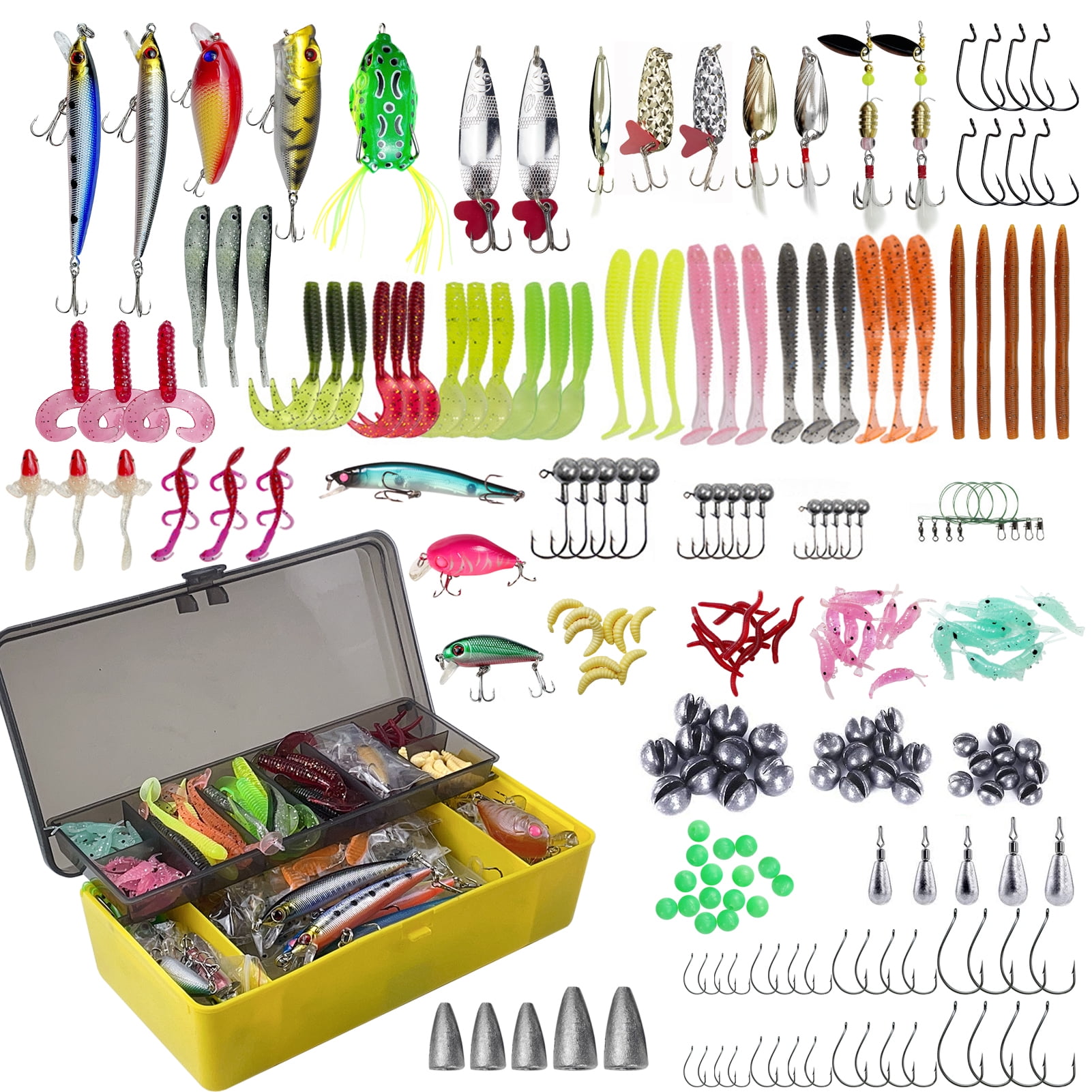 FREE FISHER 310pcs Fishing Lures Set Crankbaits/Spinnerbaits/Soft Worms