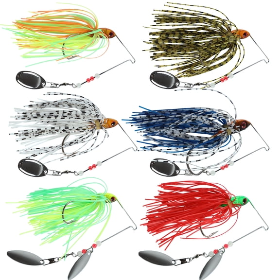 FREE FISHER 6pcs/Lot Bass Spinnerbaits 13g Blade Metal Bait with Rubber Skirt Artificial Wobbler Buzzbait Jigging Lure for Bass Trout Salmon Pike