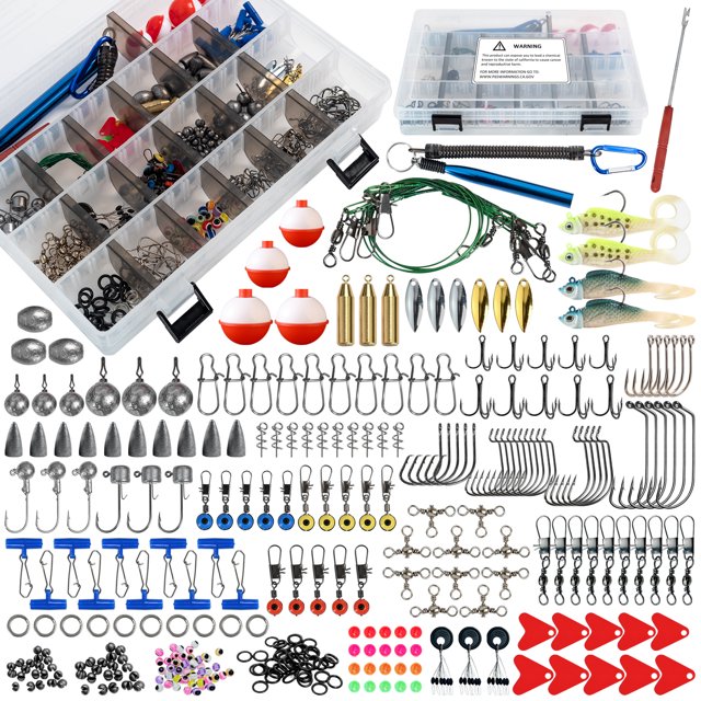 Lakeforest 188-Piece Fishing Kit – Pliers, Hooks, Sinkers, Swivels, Snap, Tackle Box