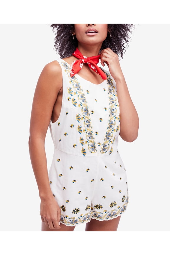 $108 Womens New 1160 Ivory V Back Sleeveless Romper 4 B+B