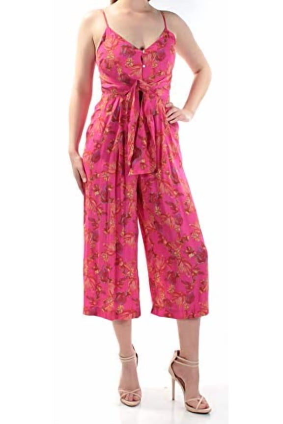 Womens Floral Print Pull On Jumpsuit Pink 2