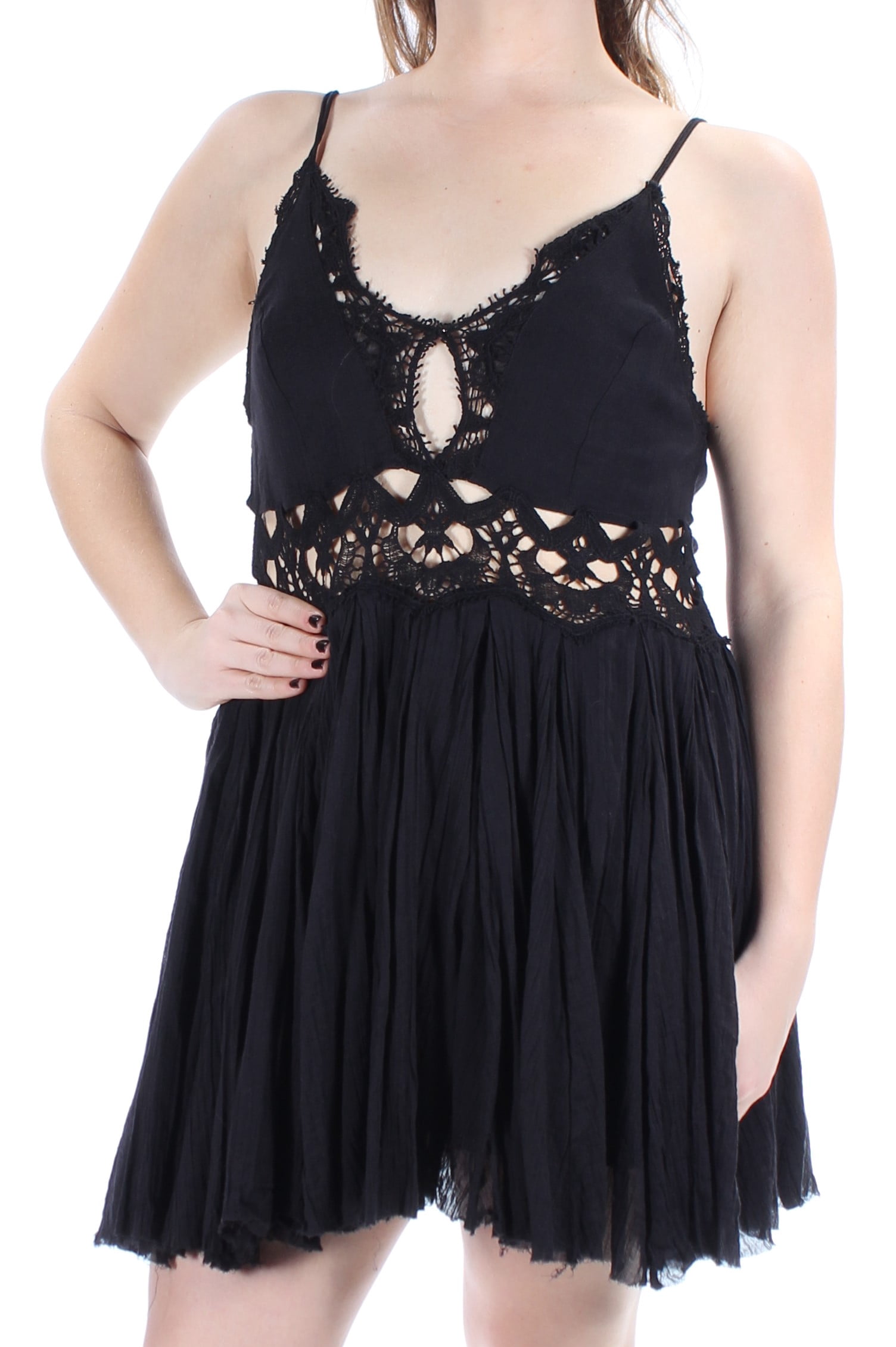 free people lace edge mini dress Free People lace insert mini slip dress in ivory