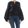 thumbnail image 1 of FREE PEOPLE $128 Womens New 1715 Black Balloon Sleeves Peasant Top XS B+B, 1 of 2
