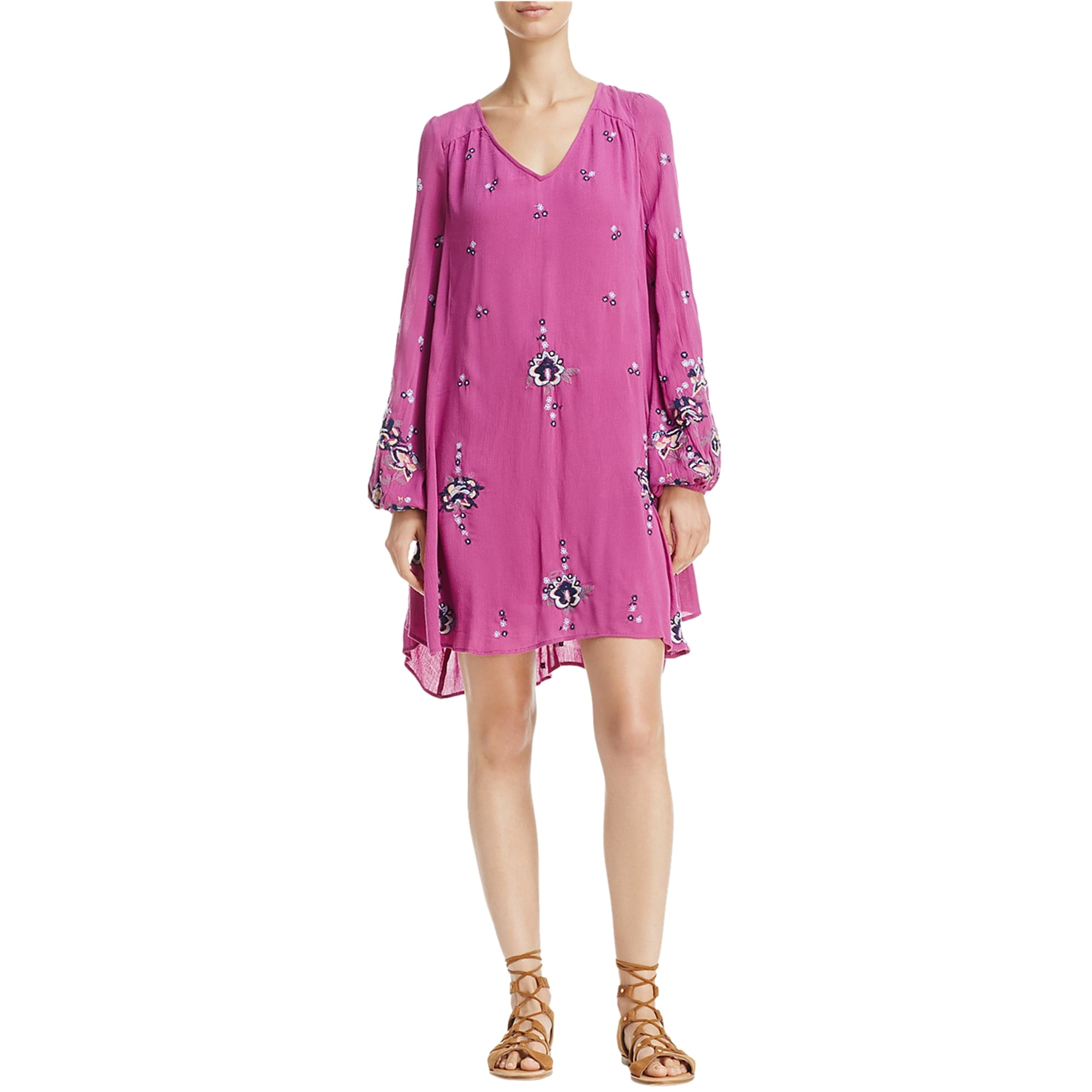 Free People Oxford Embroidered Shift Dress - Purple Xs