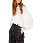 FREE PEOPLE $148 Womens New 1059 Ivory Embroidered Beaded Peasant Top S B+B