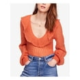 thumbnail image 1 of FREE PEOPLE $168 Womens New 1077 Orange Macaroon Long Sleeve Sweater S B+B, 1 of 3