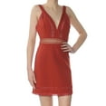 thumbnail image 1 of FREE PEOPLE $250 Womens New 1370 Orange Crochet Inset Sleeveless Dress 6 B+B, 1 of 2