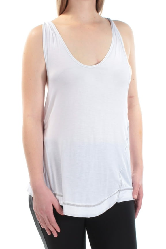 Womens White Sheer Sleeveless Scoop Neck Top  Size: M