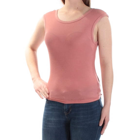 FREE PEOPLE $38 Womens New 1354 Pink Scoop Neck Cap Sleeve Casual Top S B+B