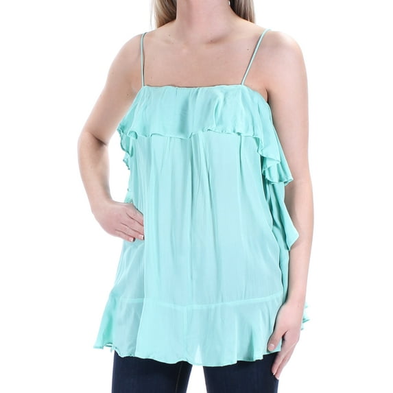 FREE PEOPLE $58 Womens New 1367 Aqua Square Neck Top XS B+B